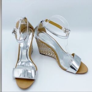 Coach Open Toe Ankle Strap Wedges